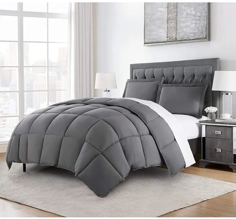 King Size Reversible Microfiber Down Alternative Comforter Set Photo 1