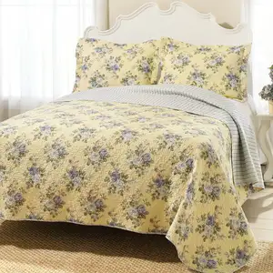 Photo of King Yellow Blue Floral Lightweight Coverlet Set