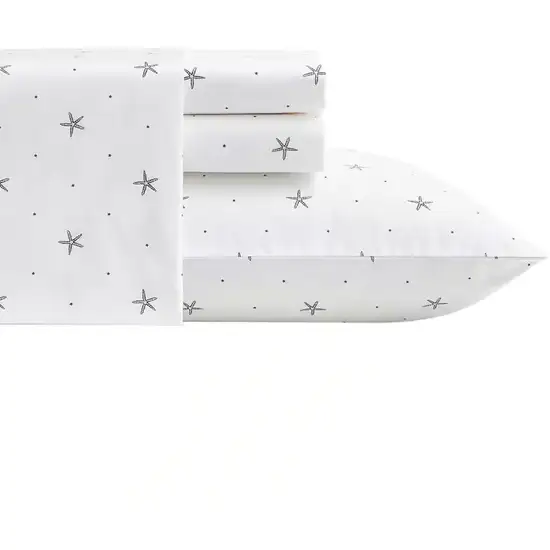 King size Coastal Beach Starfish White Navy Red 100-Percent Cotton Sheet Set Photo 5