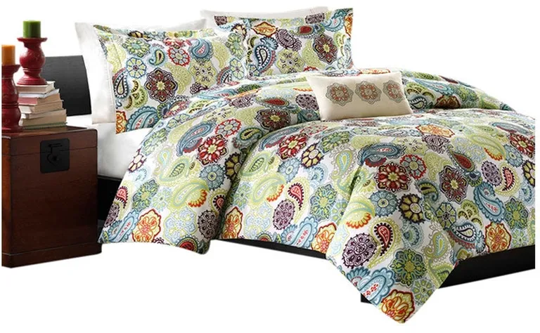 King size Multi Color Paisley 4 Piece Bed Bag Comforter Set Photo 2