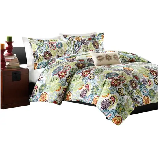 King size Multi Color Paisley 4 Piece Bed Bag Comforter Set Photo 2