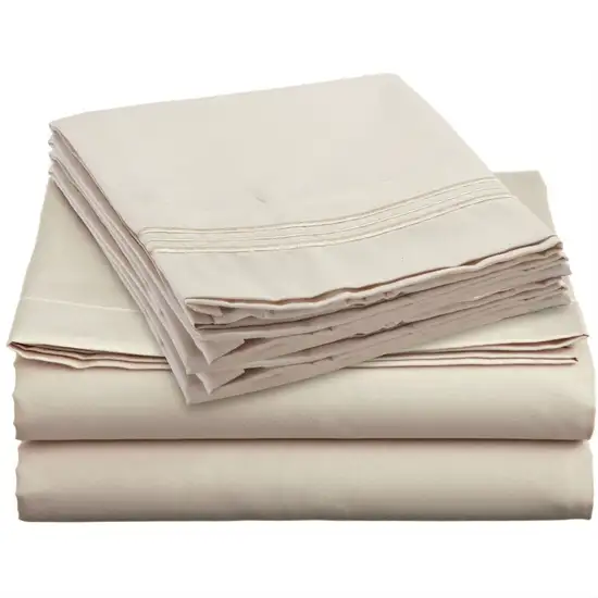 King size 4-Piece Sheet Set in Beige Cream Brushed Microfiber Photo 1