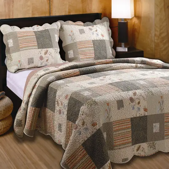 King size Southwest Floral Quilt Set with Shams 100% Cotton Photo 1