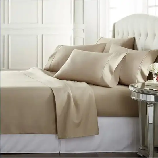 King size Taupe 100-Percent Egyptian Cotton 1000 Thread Count 4-Piece Sheet Set Photo 1