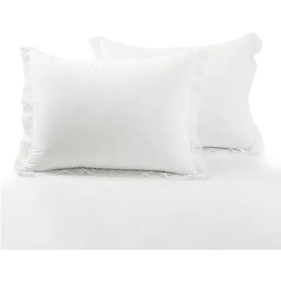 King size White 5-Piece Lightweight Comforter Set with Lace Trim Photo 4