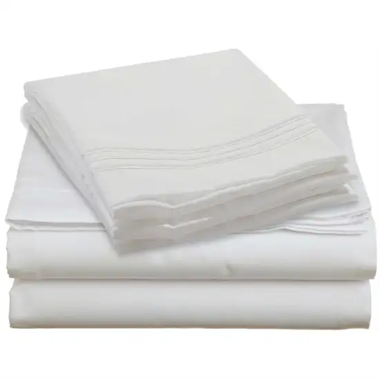 King size 4-piece Silky Soft Microfiber Sheet Set in White Photo 1