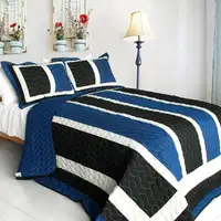 Photo of Knight - 3PC Vermicelli-Quilted Patchwork Quilt Set (Full/Queen Size)