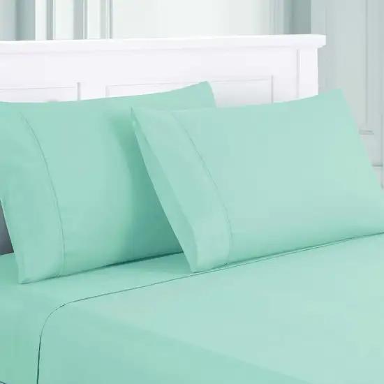 Lanester 4 Piece Deep Pocket Queen Size Sheet Set The Urban Port, Aqua Blue Photo 3