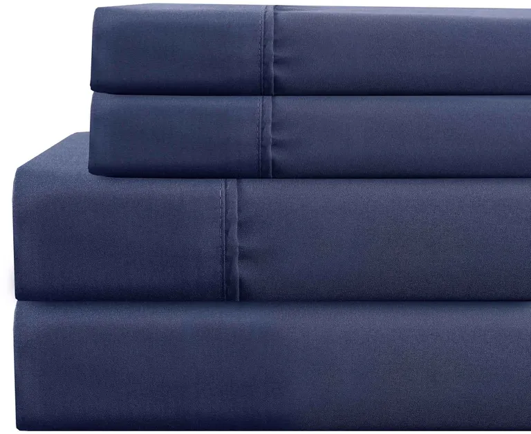 Lanester 4 Piece King Size Microfiber Sheet Set with Deep Pocket The Urban Port, Blue Photo 1