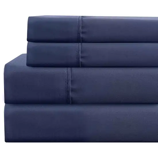 Lanester 4 Piece King Size Microfiber Sheet Set with Deep Pocket The Urban Port, Blue Photo 1