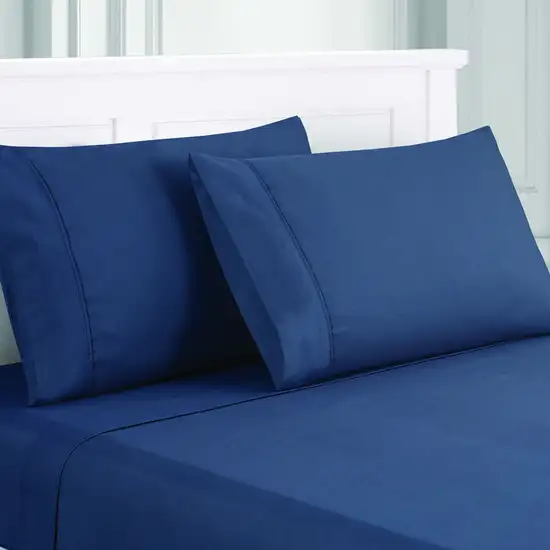 Lanester 4 Piece King Size Microfiber Sheet Set with Deep Pocket The Urban Port, Blue Photo 3