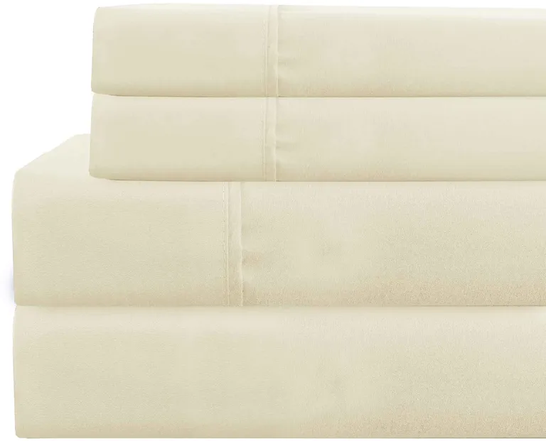 Lanester 3 Piece Polyester Twin Size Sheet Set The Urban Port, Cream Photo 1