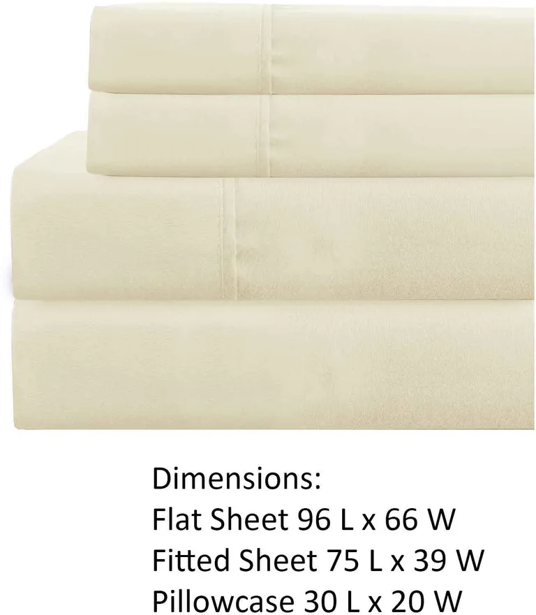 Lanester 3 Piece Polyester Twin Size Sheet Set The Urban Port, Cream Photo 3