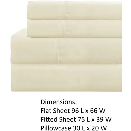 Lanester 3 Piece Polyester Twin Size Sheet Set The Urban Port, Cream Photo 3