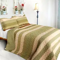 Photo of Last Winter - 3PC Vermicelli-Quilted Patchwork Quilt Set (Full/Queen Size)