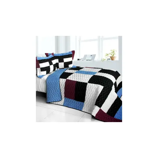 Lazy Weekend Time -  3PC Vermicelli - Quilted Patchwork Quilt Set (Full/Queen Size) Photo Swatch