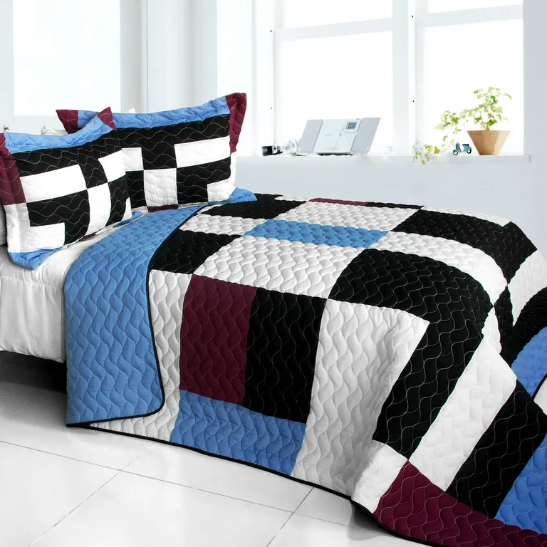 Lazy Weekend Time - 3PC Vermicelli - Quilted Patchwork Quilt Set (Full/Queen Size) Photo 1