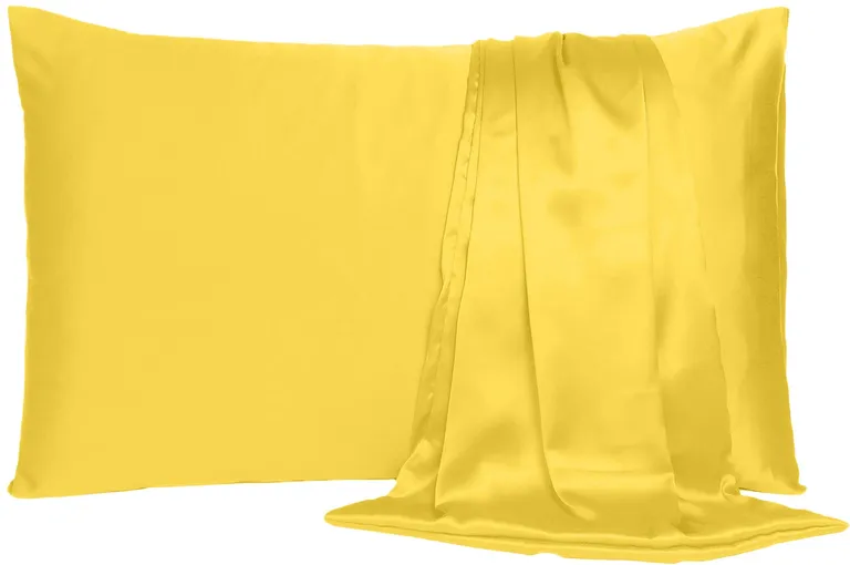 Lemon Dreamy Set Of 2 Silky Satin King Pillowcases Photo 4