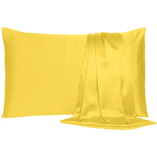 Lemon Dreamy Set Of 2 Silky Satin King Pillowcases Photo 4