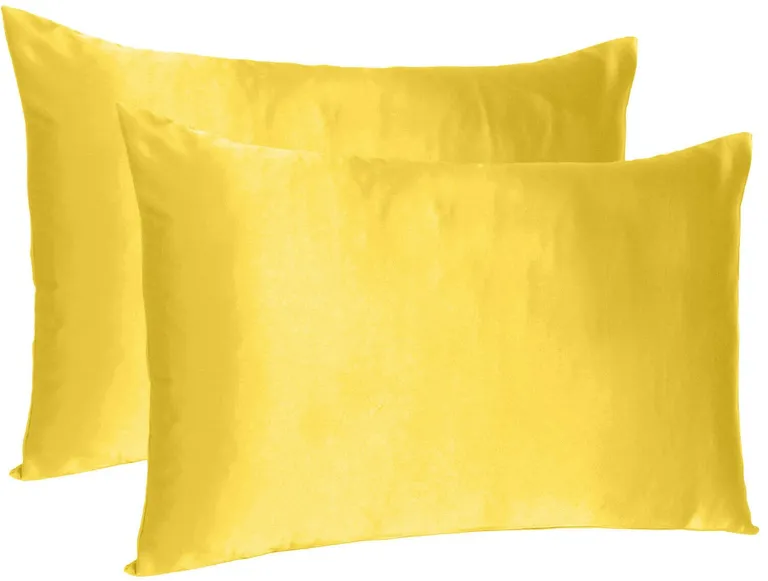 Lemon Dreamy Set Of 2 Silky Satin King Pillowcases Photo 3