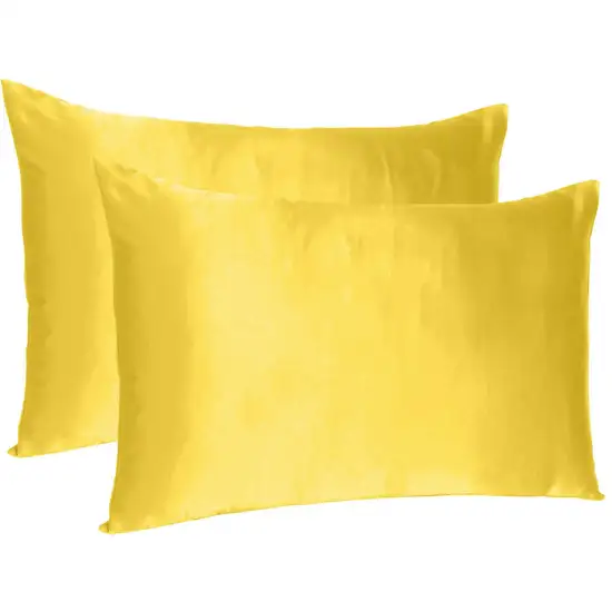 Lemon Dreamy Set Of 2 Silky Satin King Pillowcases Photo 3