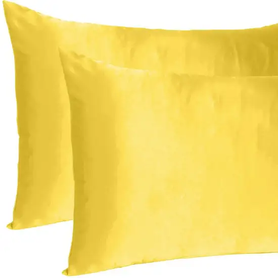 Lemon Dreamy Set Of 2 Silky Satin King Pillowcases Photo 7