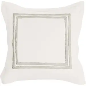 Photo of Lenz 26 Inch Cotton Euro Pillow Sham with Hand Stitched Embroidery