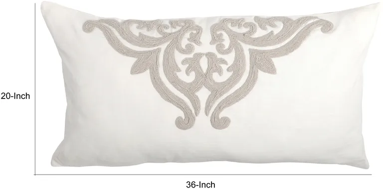 Lenz 20 X 36 Lumbar King Pillow Sham, Hand Stitched Damask Embroidery Photo 5