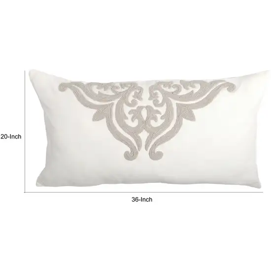 Lenz 20 X 36 Lumbar King Pillow Sham, Hand Stitched Damask Embroidery Photo 5