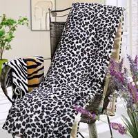 Photo of Leopard Brown - Micro Mink Fur Throw Blanket w/ 14.5 OZ filling (50 by 70 inches)