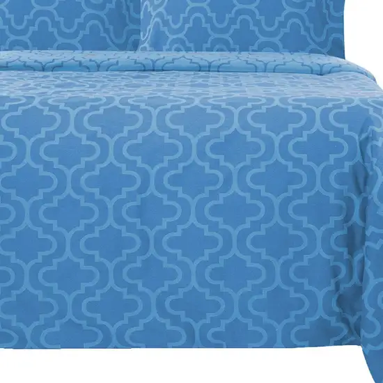 Light Blue King Cotton Blend Thread Count Washable Duvet Cover Set Photo 2