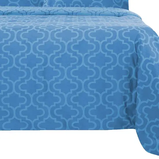 Light Blue King Cotton Blend Thread Count Washable Duvet Cover Set Photo 8