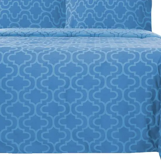 Light Blue King Cotton Blend Thread Count Washable Duvet Cover Set Photo 9