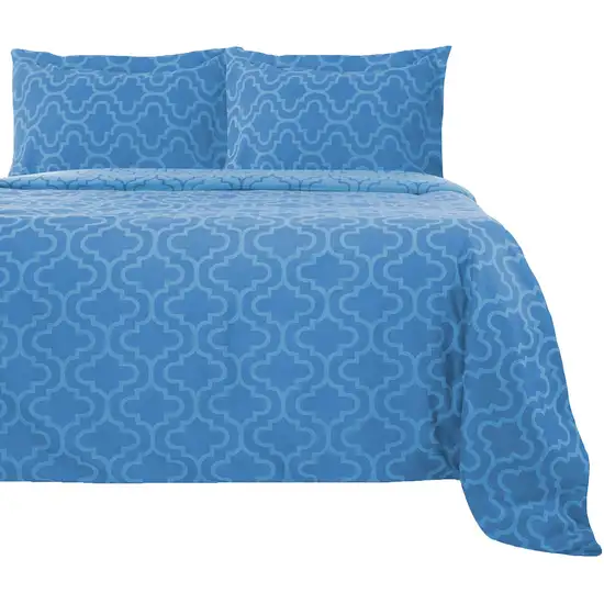 Light Blue King Cotton Blend Thread Count Washable Duvet Cover Set Photo 1