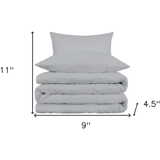 Light Gray King Cotton Blend 1000 Thread Count Washable Duvet Cover Set Photo 5