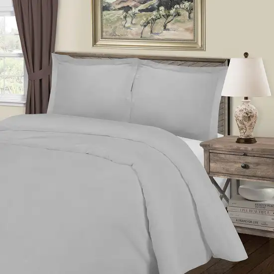 Light Gray King Cotton Blend 1000 Thread Count Washable Duvet Cover Set Photo 4