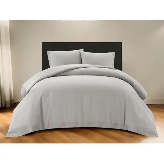 Light Gray King 100% Cotton 140 Thread Count Washable Duvet Cover Set Photo 1