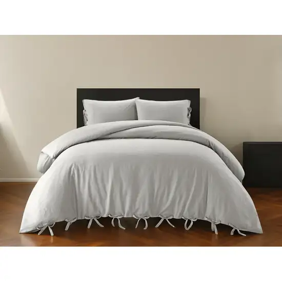 Light Gray King Linen 220 Thread Count Washable Duvet Cover Set Photo 1