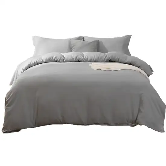 Light Gray  Microfiber 1400 Thread Count Machine Washable Duvet Cover Set Photo 1