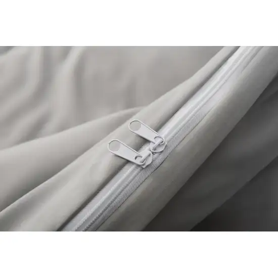 Light Gray  Microfiber 1400 Thread Count Machine Washable Duvet Cover Set Photo 3