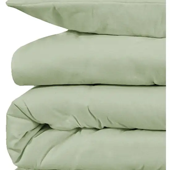 Light Green Queen Cotton Blend 1000 Thread Count Washable Duvet Cover Set Photo 3