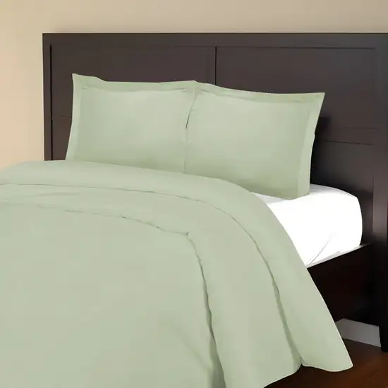 Light Green Queen Cotton Blend 1000 Thread Count Washable Duvet Cover Set Photo 1