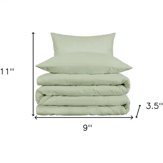 Light Green Queen Cotton Blend 1000 Thread Count Washable Duvet Cover Set Photo 7