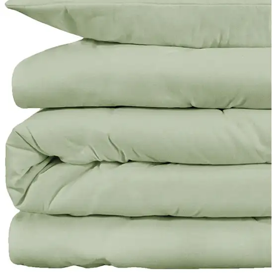 Light Green Queen Cotton Blend 1000 Thread Count Washable Duvet Cover Set Photo 4