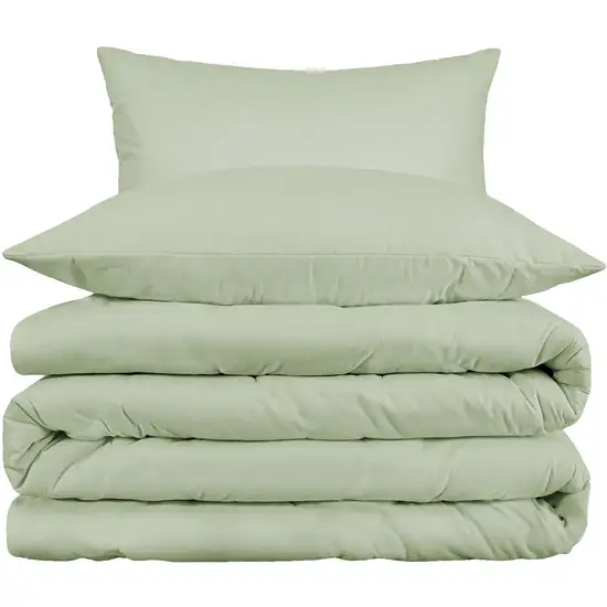 Light Green Queen Cotton Blend 1000 Thread Count Washable Duvet Cover Set Photo 1