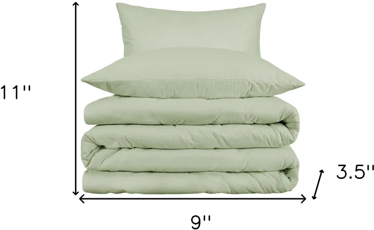 Light Green Queen Cotton Blend 1000 Thread Count Washable Duvet Cover Set Photo 5