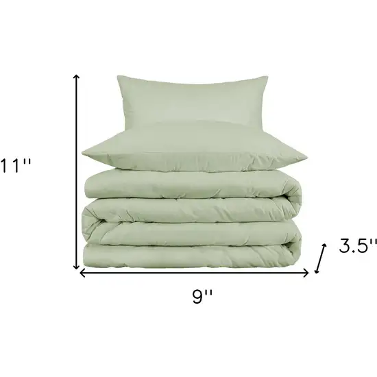 Light Green Queen Cotton Blend 1000 Thread Count Washable Duvet Cover Set Photo 5