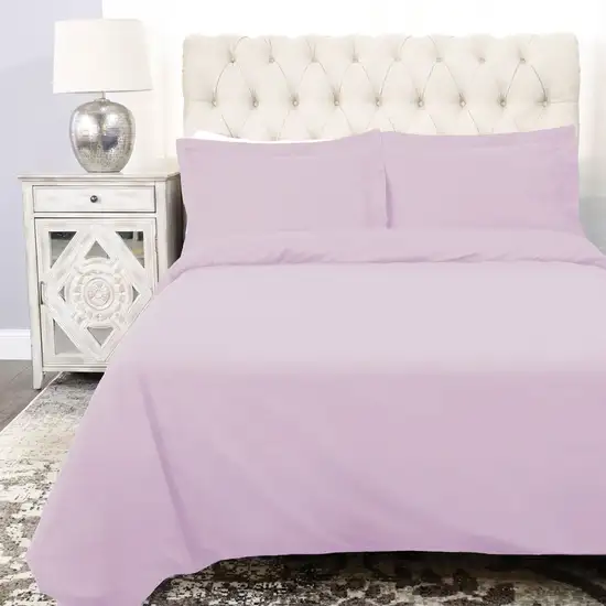 Lilac  100% Cotton 300 Thread Count Washable Duvet Cover Set Photo 5