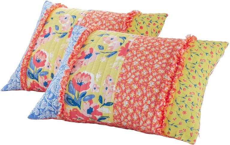 Lio 3 Piece Microfiber King Quilt Set, Bohemian Floral Pattern Photo 4