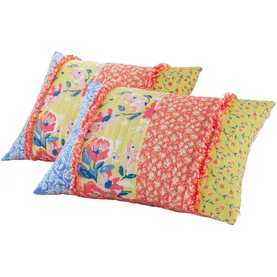 Lio 3 Piece Microfiber King Quilt Set, Bohemian Floral Pattern Photo 4